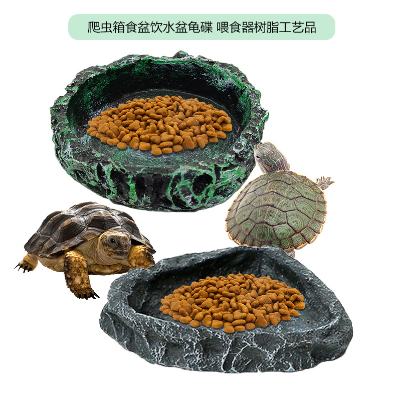 Crawler caja de comida tazón de fuente de bebida plato de tortuga lagarto serpiente y otros reptiles alimentador artesanías de resina