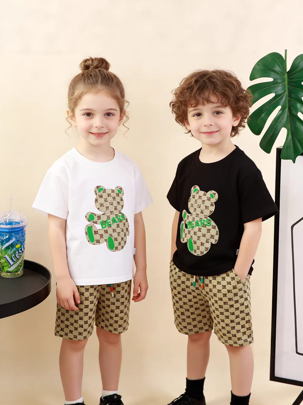 Children's sleeves, cotton summer set, shorts for boys, trousers, T-shirt, children's clothing 3