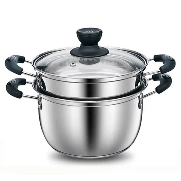 24 double handle soup pot + steam grid