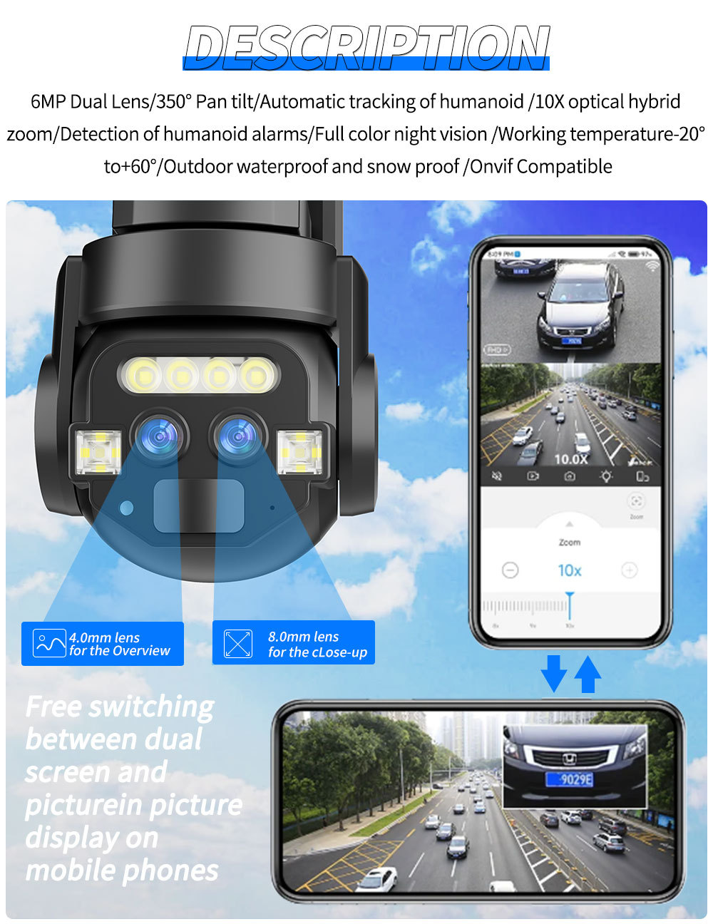 10x Zoom WiFi Surveillance Camera Mobile Remote HD Night Vision Outdoor Home Monitor *_voghion.com