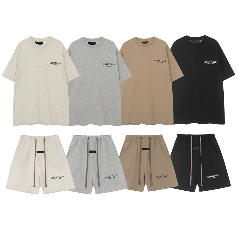 25SS новый ESSENTIALS трёхмерная силиконовая печать, мужские и женские свободные повседневные шорты с коротким рукавом