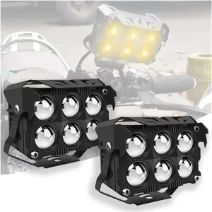 New cross-border wide-voltage motorcycle LED dual-color spotlight, modified external headlight, electric vehicle front light, dual-row transparent