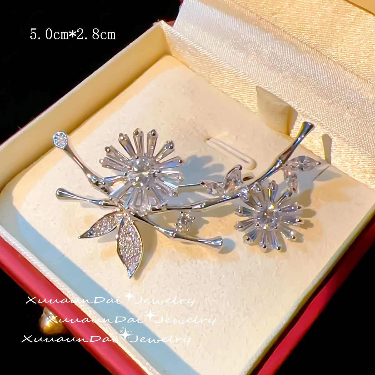 IG Style Shiny Leaf Flower Dragon Copper Plating Inlay Pearl Zircon Women's Brooches display picture 5