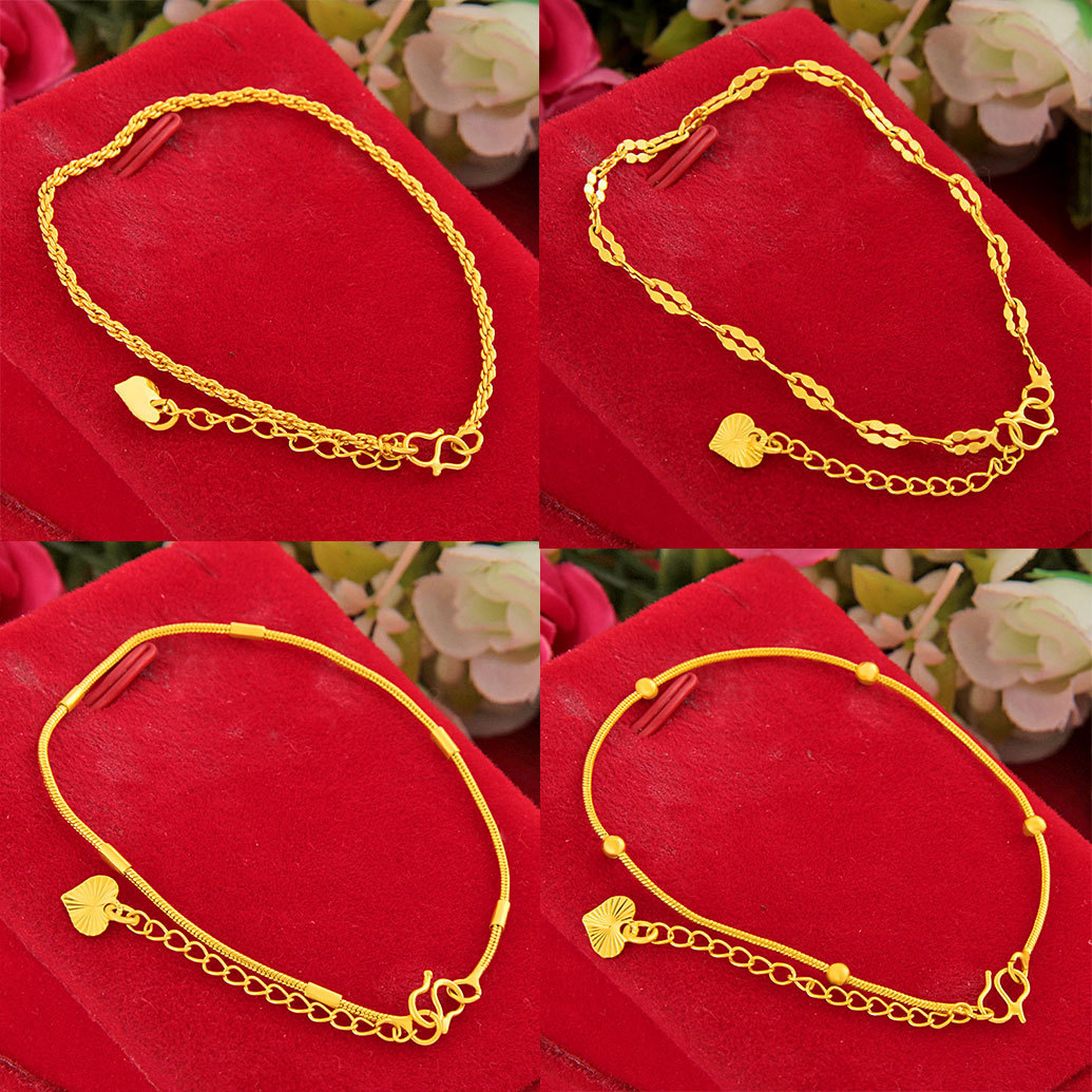 Eine Vielzahl von vergoldeten, hochdünnen Armbändern, schlichtes, kleines, frisches, rotes Schlangenkettenarmband für Damen, Messing, vergoldeter Schmuck_voghion.com