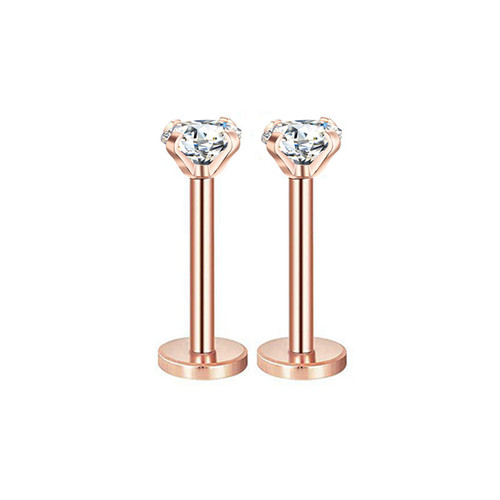 Manufacturer supplies stainless steel zirconia claw lip stud, threaded zirconia inner tooth lip stud, zirconia earring lip ornament lip stud