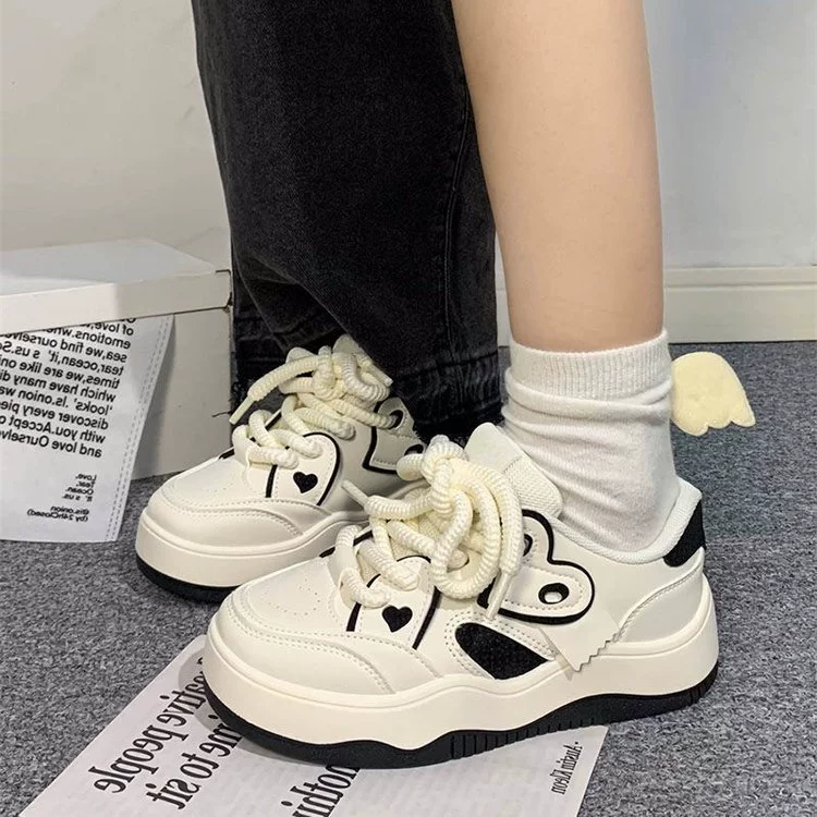 Женские кроссовки Dopamine 2025: Новинка весны-осени, универсальные, на толстой подошве, оригинальные, в форме сердца, белые, повседневные