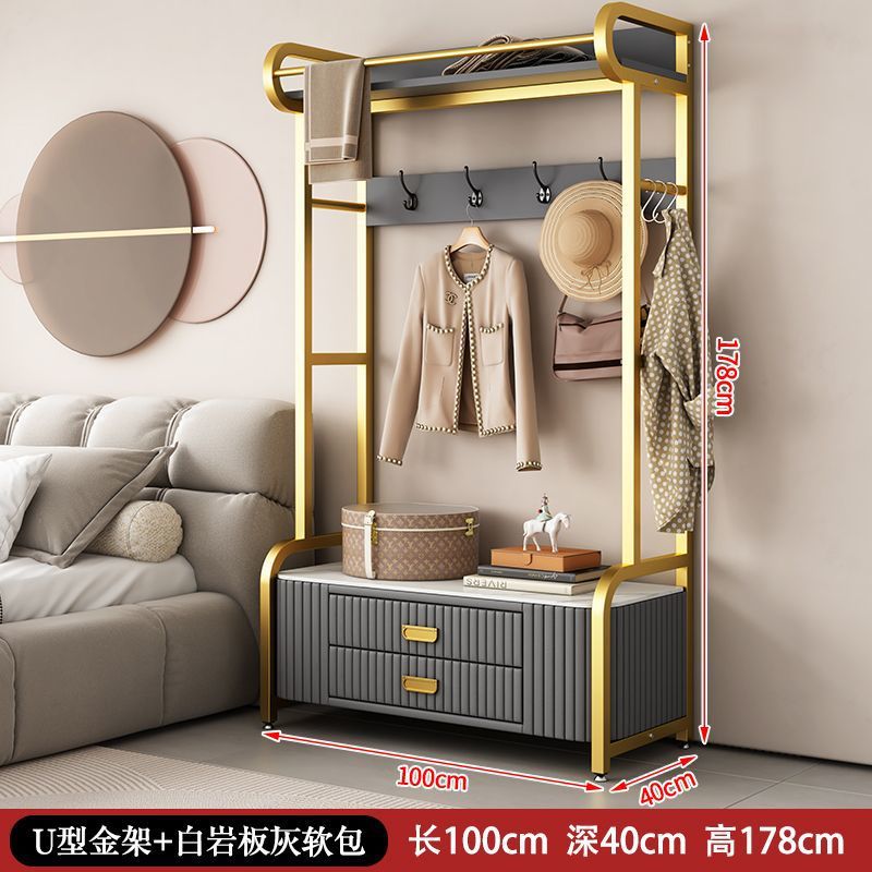 Dormitorio vertical percha de ropa bolsa suave percha de ropa casera de cuero real percha de ropa de piso percha de ropa gabinete de almacenamiento multifuncional image 17