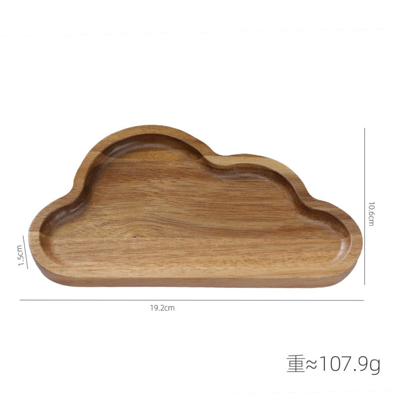 Japanese wooden rectangular dinner plate from natural wood, tea cup, (Physicals)