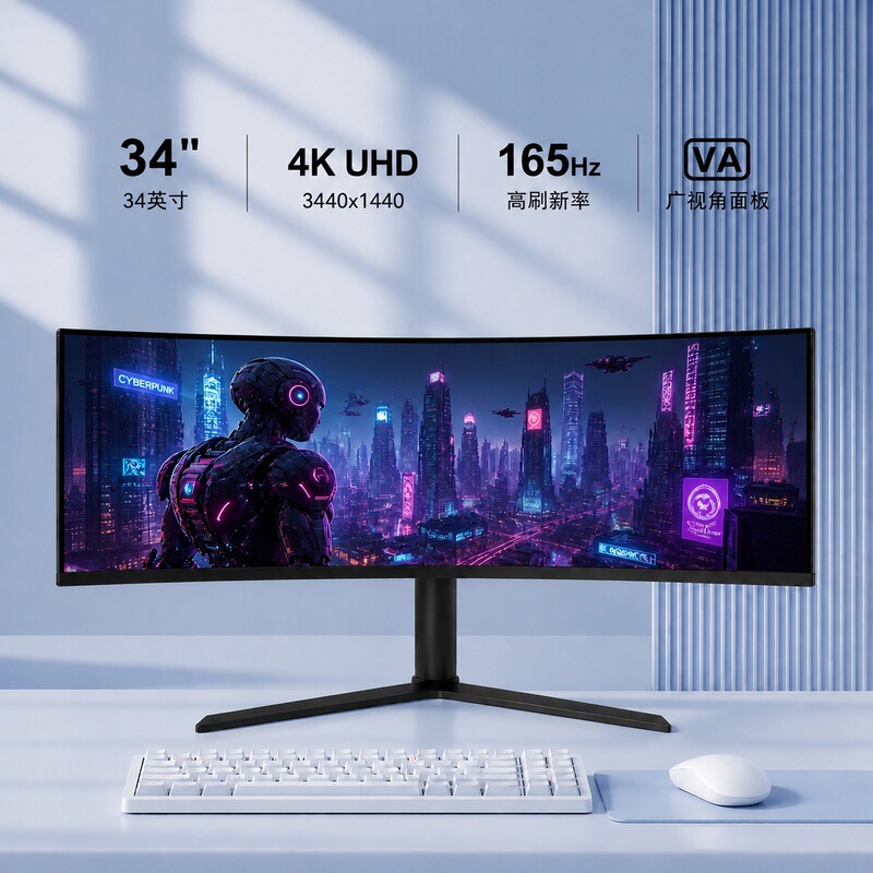 Curved monitor, 34-inch, 4K, 100Hz, IPS, 21:9 aspect ratio, suitable for office work, esports, and gaming, LCD extended display Curved monitor, 34-inch, 4K, 100Hz, IPS, 21:9 aspect ratio, suitable for office work, esports, and gaming, LCD extended display