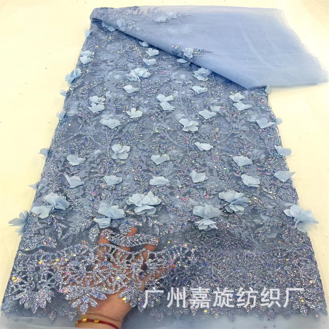 El comercio exterior de moda de ducha tridimensional de oro ropa de tela de encaje Francés 3D tela de encaje JX3726