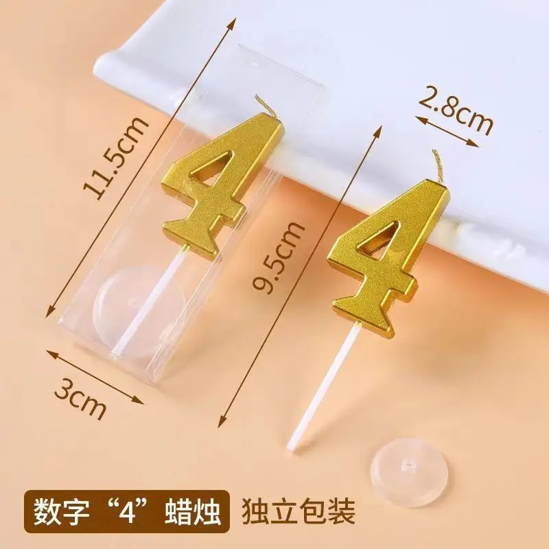 Ins en línea vela de cumpleaños digital vela de oro envasado independiente decoración de pastel vela fábrica directa