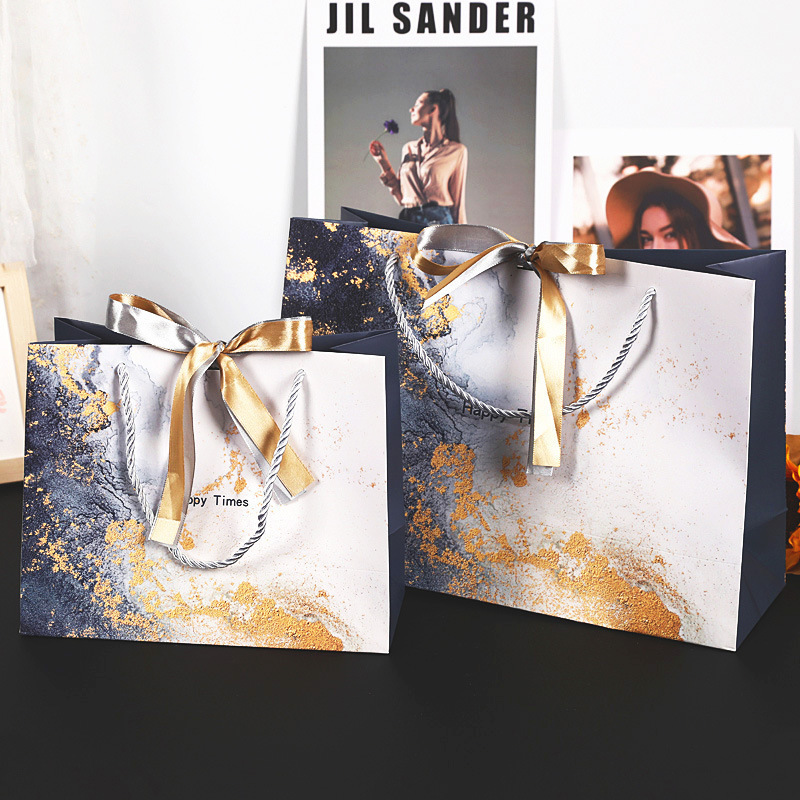 in stock marbled white cardboard bag bow holiday gift portable gift bag clothing store shopping bag custom in stock marbled white cardboard bag bow holiday gift portable gift bag clothing store shopping bag custom