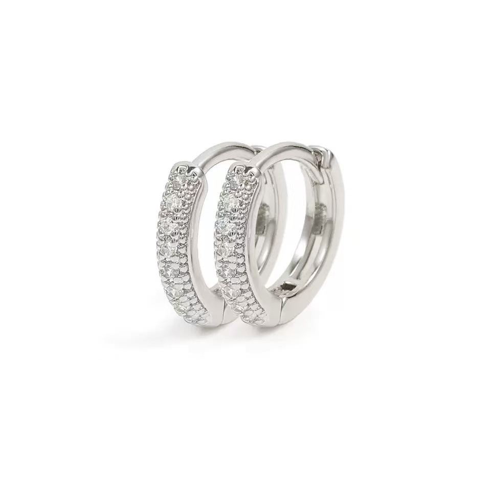 Small Hoop Earrings With Micro-inlaid Diamonds In 925 Silver_voghion.com