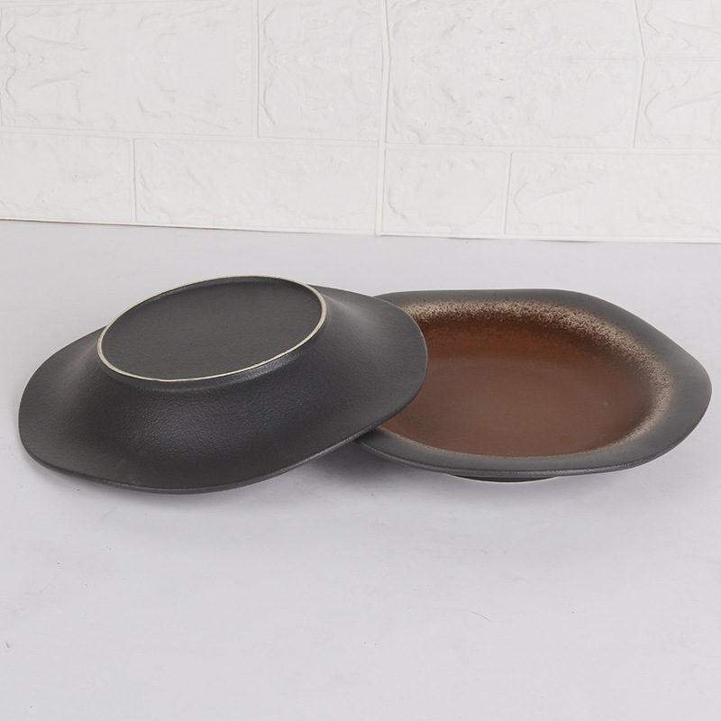 10.5-inch creativo vintage encaje en forma de plato de cerámica plato de cena Hotel hogar occidental plato de carne plato de pescado plato de fruta