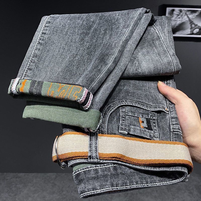 2024 Spring and Summer New Small Foot High end Jeans Men's Brand Korean Edition Trendy Design Pants_voghion.com