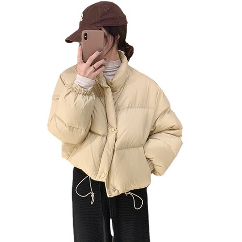 Short black cotton women's winter coat, cotton padded jacket, small figure thick bread coat, trendy