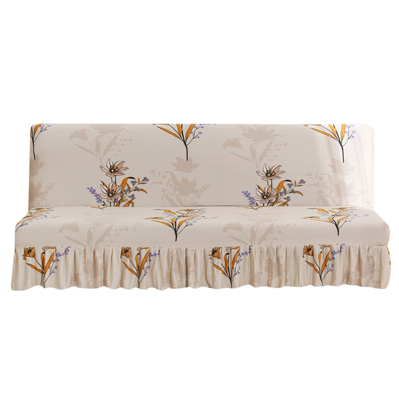 Copridivano elastico senza braccioli, semplice, pieghevole, con orlo a gonna, all'ingrosso_voghion.com