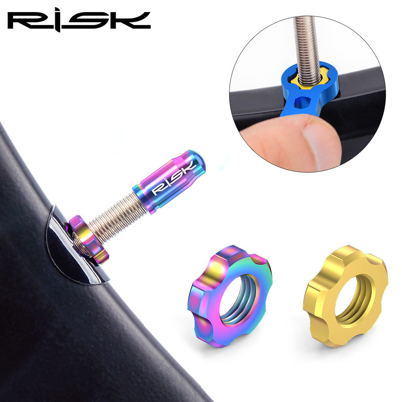 RISK Bicycle Gas Nozzle Cap Mountain Road Bike Titanium Alloy French Nozzle Beauty Nozzle valve cap Dust cap Nut Nut