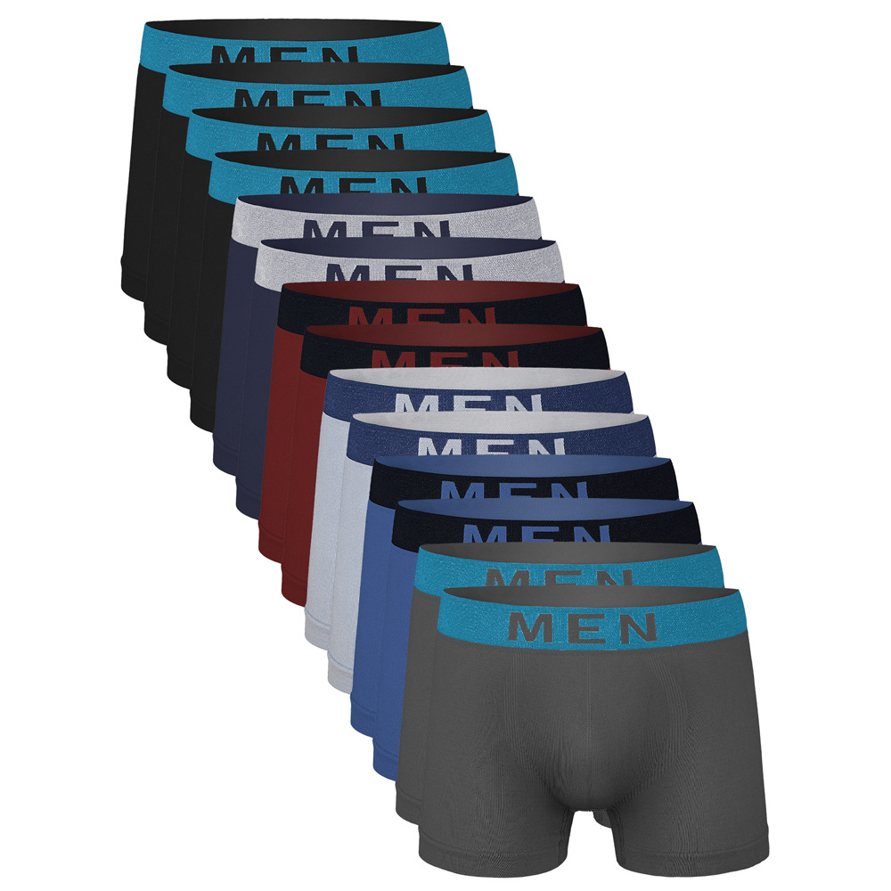 Calzoncillos bóxer para hombre, deportivos, casuales, sin costuras, de poliéster elástico y transpirable, ropa interior juvenil, éxito de ventas en comercio exterior transfronterizo.