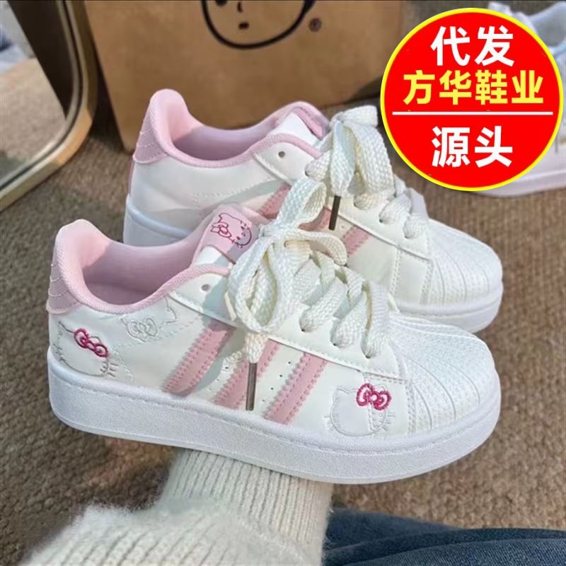 2026 primavera nuevo polvo blanco gato zapatos de pan de cabeza de concha de mujer estilo de escuela zapatos de skate de nicho zapatos deportivos bajos