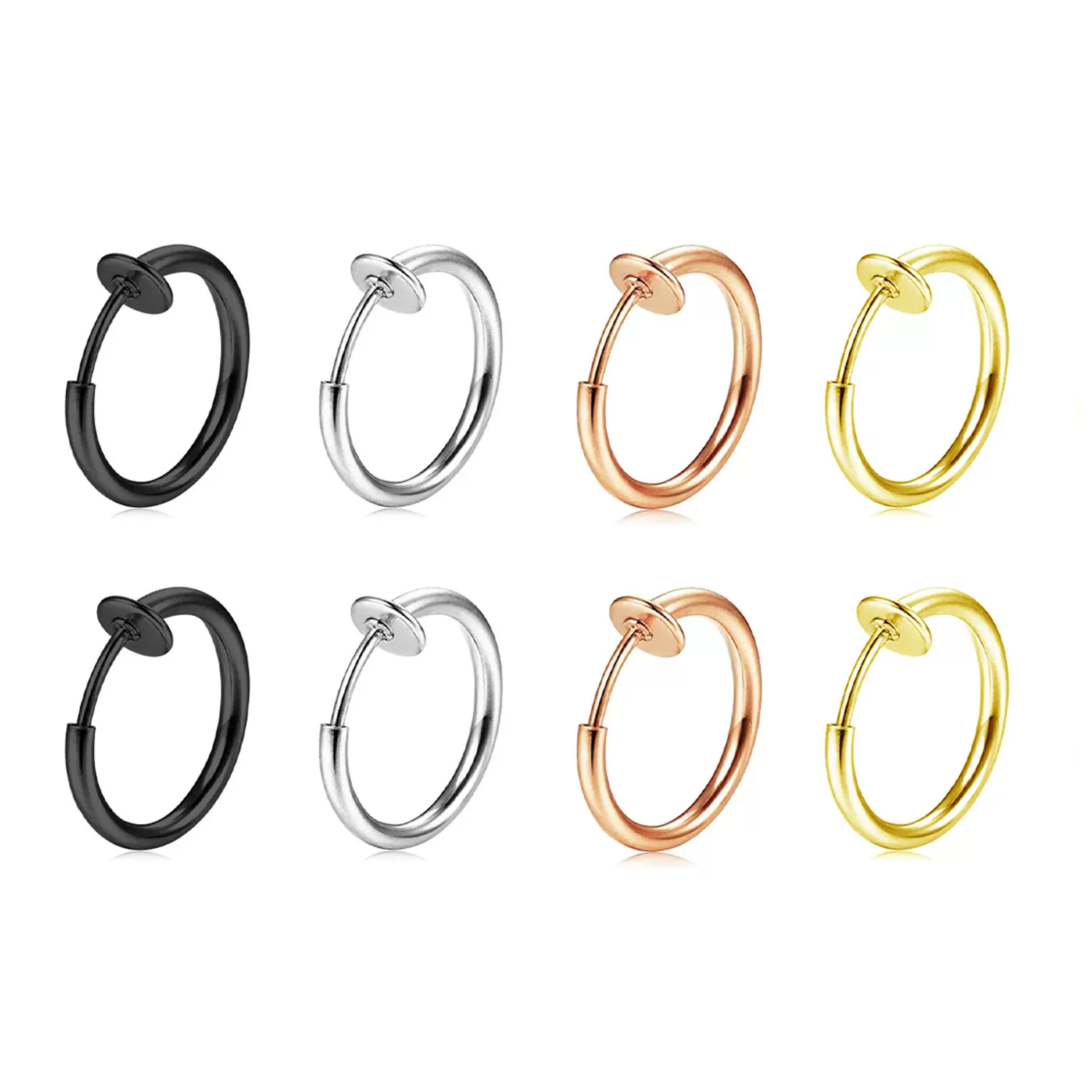 跨境批发不锈钢耳饰电镀圆形圈圈无耳洞弹簧耳夹耳扣耳圈耳环新款