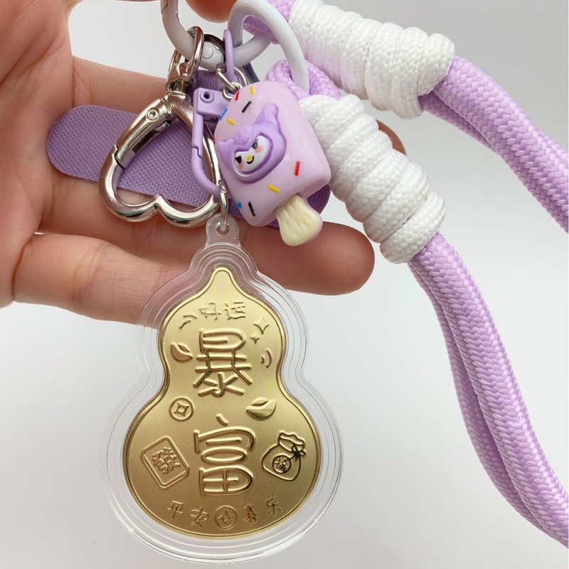 水貝人気ラブブゴールドキーホルダー LABUBU バッグペンダントパンダペンダント携帯電話チェーン漫画卸売|undefined