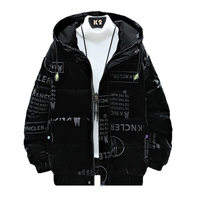 Invierno nuevo estilo coreano de moda engrosada abrigo de algodón acolchado abrigo cálido Marca de moda de cuero brillante con capucha abajo abrigo de algodón acolchado hombres 2023
