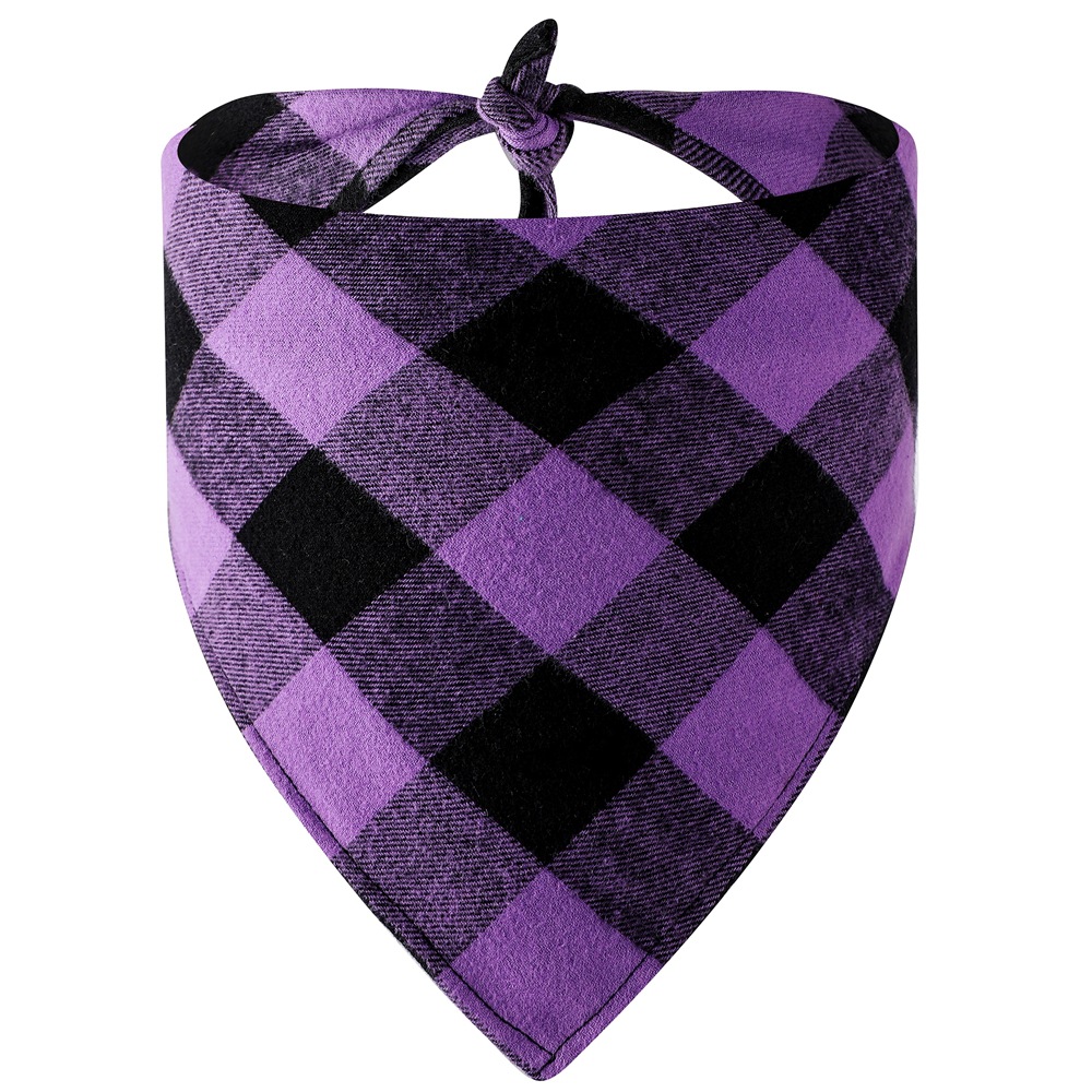 Nuevo algodón Navidad Plaid perro saliva toalla sola capa triángulo toalla Navidad mascota bufanda triángulo toalla