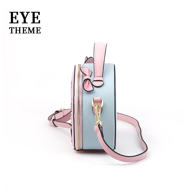 Color contrastante color macarón fresco lindo bolso de dibujos animados estudiantes pu con cremallera de moda 2810 #