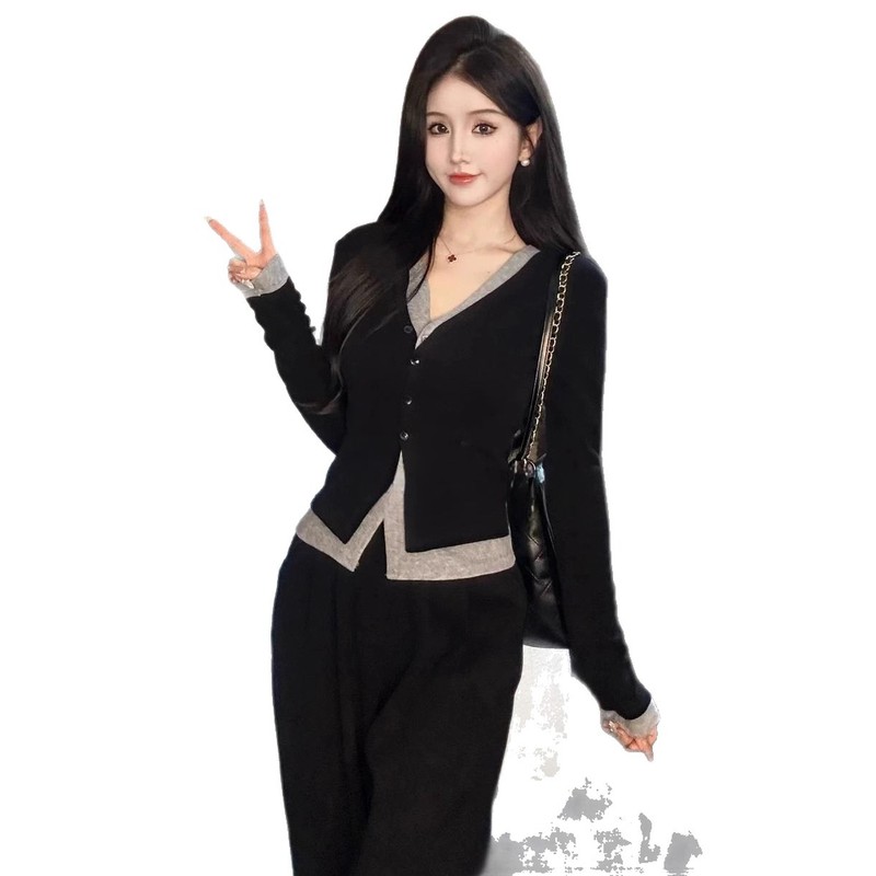 阔腿裤两件套胖mm200斤大码女装秋季时尚洋气减龄遮肉显瘦套装女|undefined
