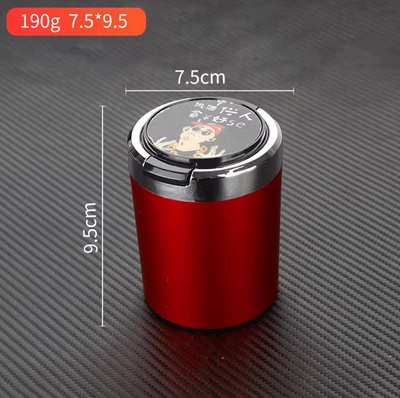 Car Ashtray Universal Personalized Creative with Light Trendy Metal with Lid Ceramic Liner Ashtray (Car ashtray) - red