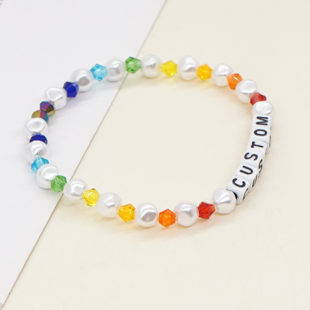 Bohemian Letter Artificial Crystal Imitation Pearl Beaded Womenu0027S Bracelets 1 Piece