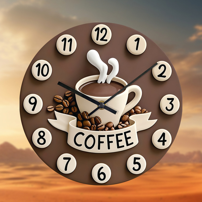 Shein Hot Selling Cafe Home Decoration Wall Clock 3D Visual Acrylic Flat Printing 11inch Silent Wall Clock