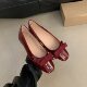 French-style Interior Height-raising Patent Leather Bow Shallow Top Square Toe Single-layer Shoes Women's 2025 New Style Shoes All-match Soft Bottom Pumps for Commuter