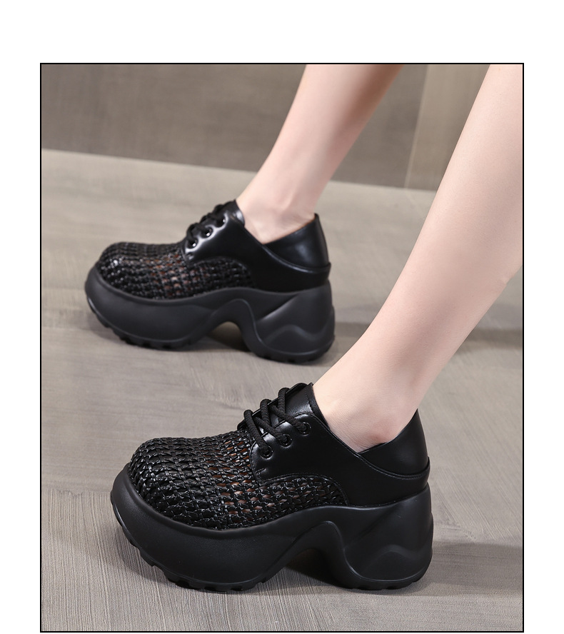 Giày sneaker nữ đế dày lưới thoáng khí, kiểu hai mang — Màu đen chi tiết 15