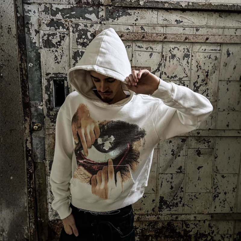 Men's Clothing American Retro Spoof Teeth Eye Print New Autumn And Winter Plus Velvet Hooded Sweatshirt Hoodie Men And Women_viptrois.com