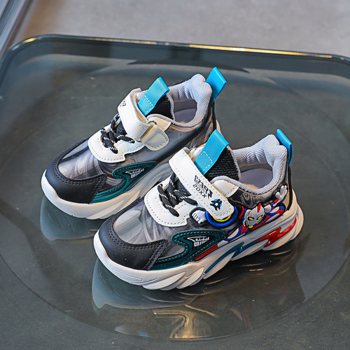 Children's sports shoes baby leather boys' sports shoes 2024 winter new style medium and large children's cartoon children's leather shoes