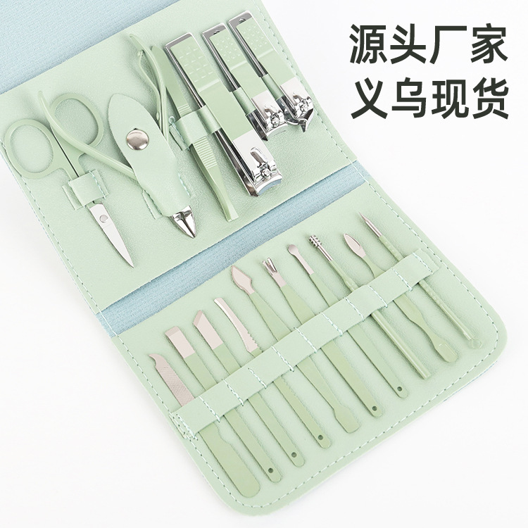 New Folding Bag Nail Clipper Set Matcha Green 16-Piece Set Nail Tools Home Portable Nail Clipper Set New Folding Bag Nail Clipper Set Matcha Green 16-Piece Set Nail Tools Home Portable Nail Clipper Set