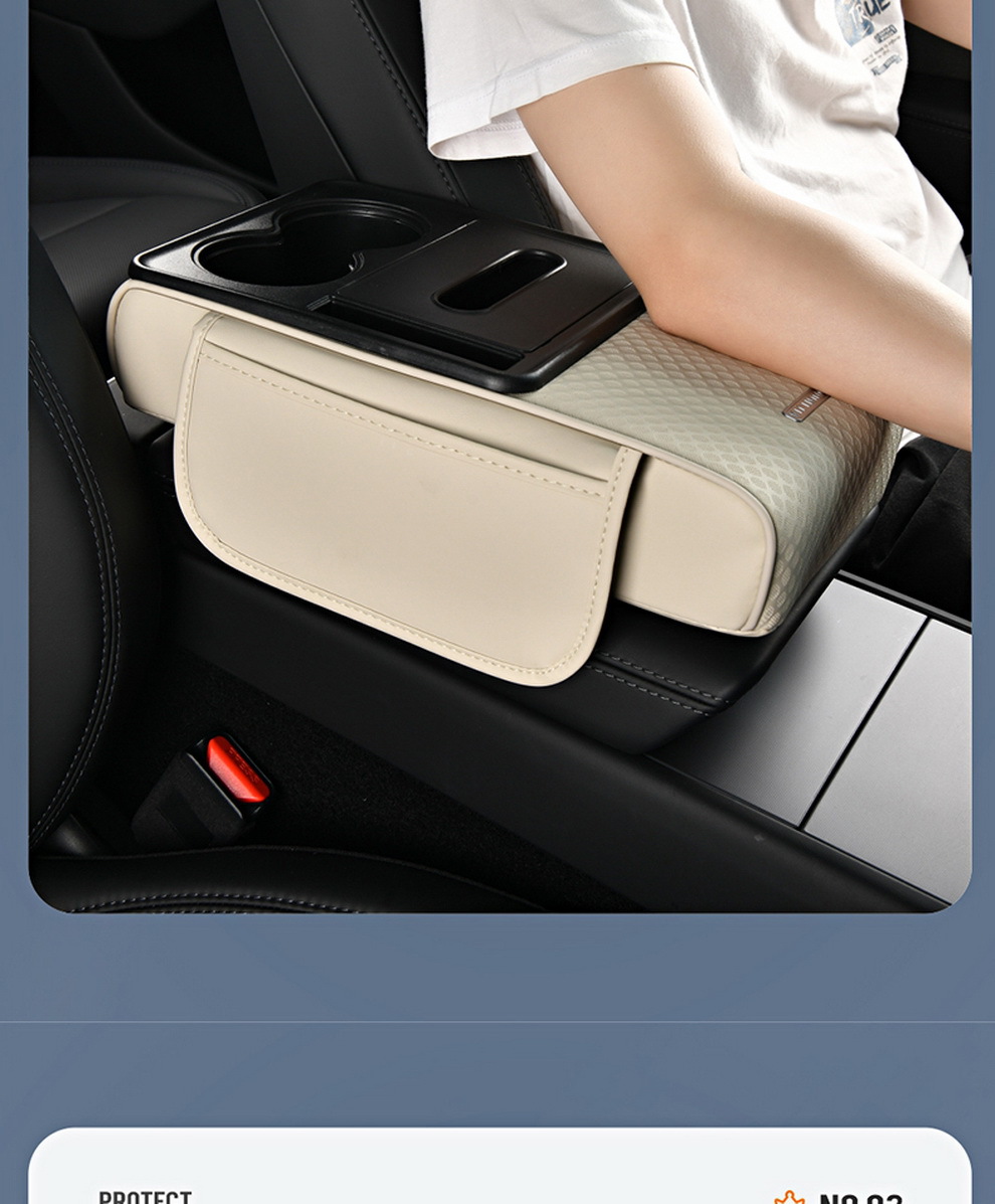 Car Armrest Box Heightening Pad, Universal Multifunctional Protective Cover, Tissue Storage Box, Leather New Model Car Armrest Box