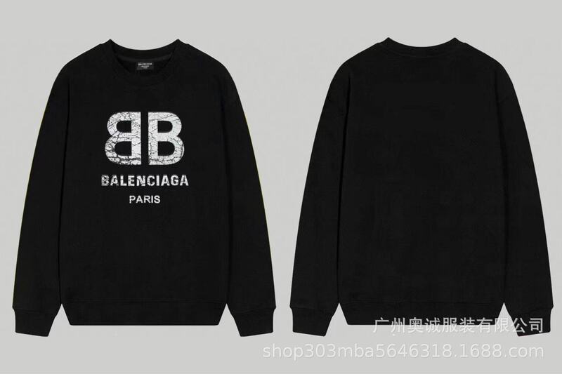 国境を越えた貿易 B's 24ss 秋 BB's ロゴプリント スウェットシャツ 380g コーマ綿二重糸 メンズ レディース スウェットシャツ|undefined
