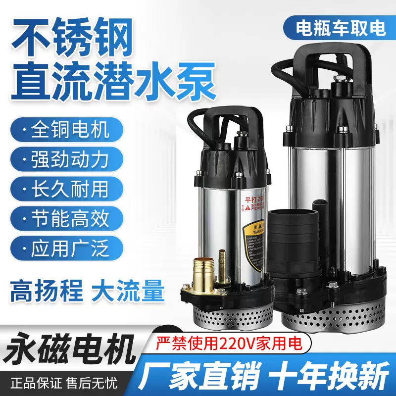 出口新迷你不锈钢永磁直流DC12v24v电池48v60v72v电瓶车太阳能泵
