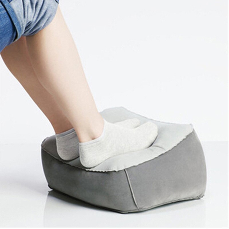 Cross-Border Foldable Inflatable Footrest for Airplane Travel, Portable, Eco-Friendly, Thickened Pvc Flocking Single-Layer Foot Pillow Foot Pad