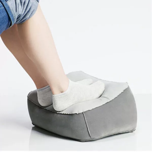 Cross-Border Foldable Inflatable Footrest for Airplane Travel, Portable, Eco-Friendly, Thickened Pvc Flocking Single-Layer Foot Pillow Foot Pad