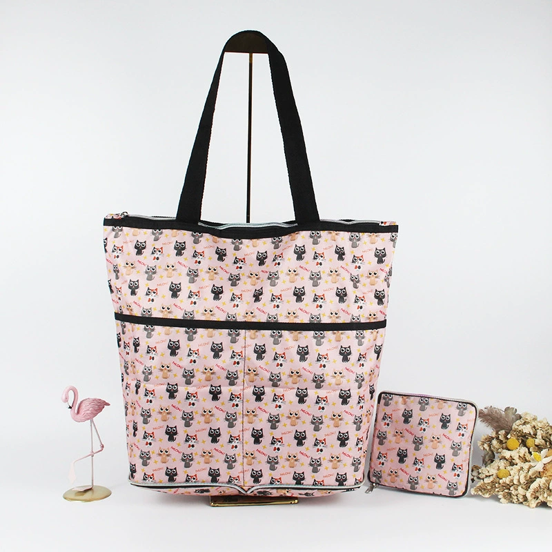 М compressed cartoon folding handheld shopping bag, вместительная льняная сумка, ткань оксфорд, корейский стиль
