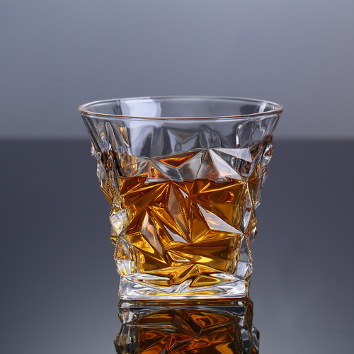 Whiskey cup household glass diamond cup vertical pattern cup set glass cup crystal wine cup thickened beer cup