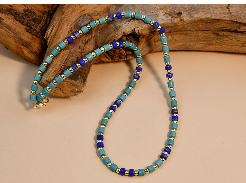 Bohemian Turquoise Semi-precious Stone Handmade Beaded Necklace display picture 5