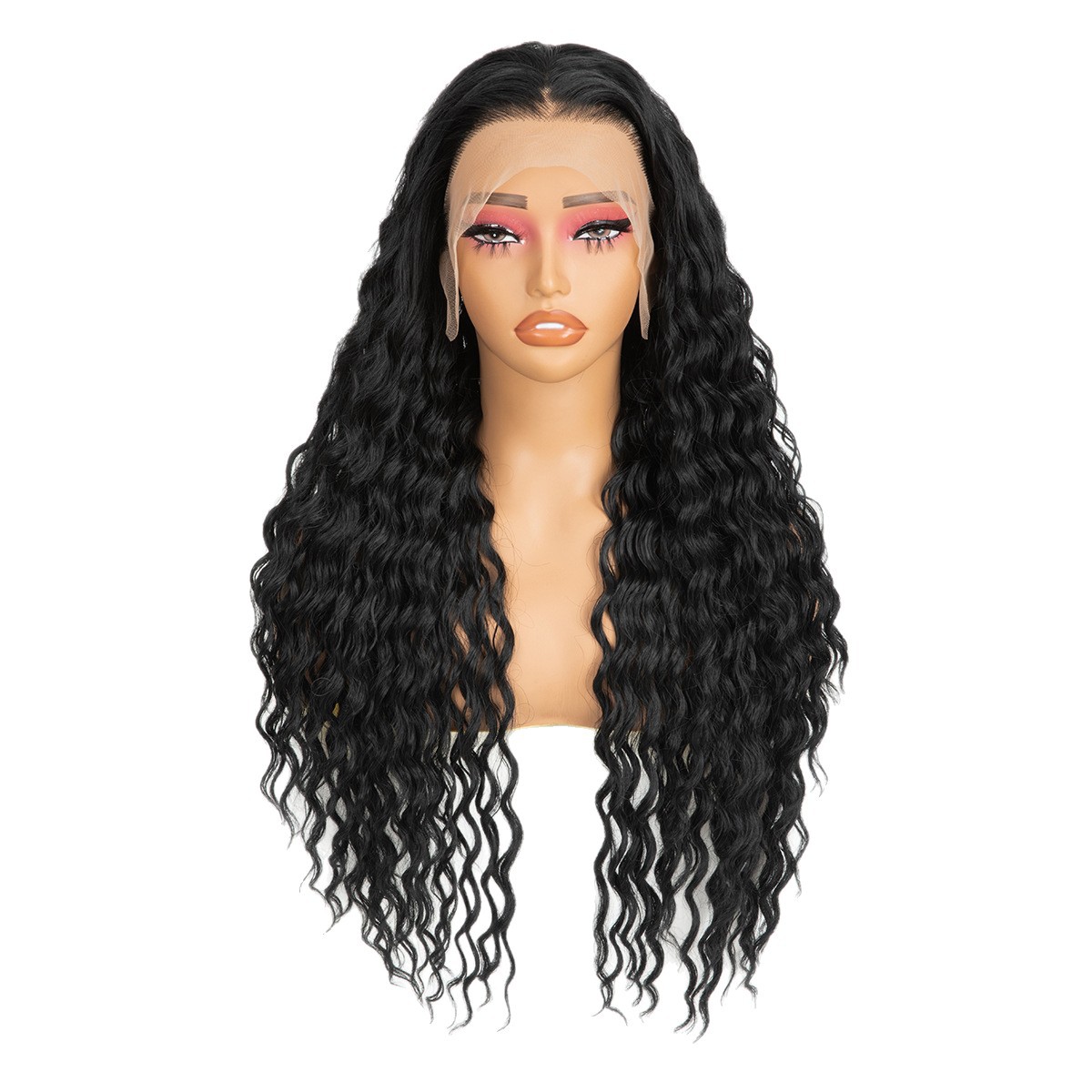 Peluca de encaje frontal estilo europeo y americano para mujer, peluca larga y rizada estilo yaki 13*4, peluca completa, comercio de exportación.