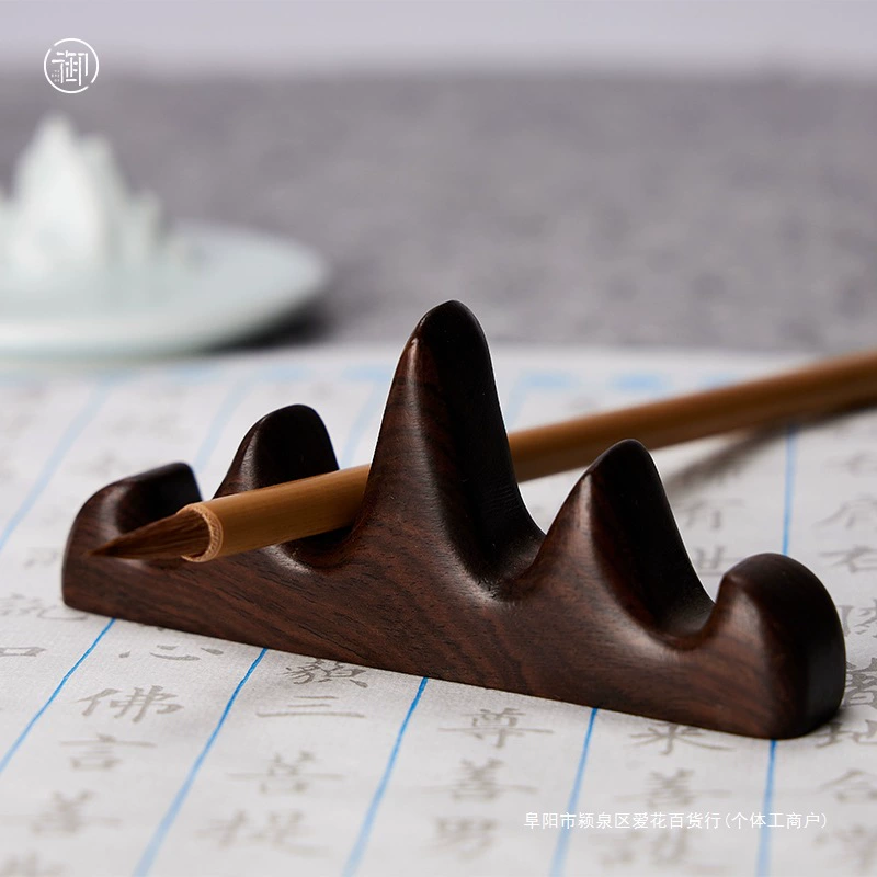 Держатель для кистей, подставка для ручек, керамическая ручка для горной каллиграфии, подвесная полка для ручек из цельного дерева, креативный держатель для ручек, четыре сокровища кабинета, украшения для ручек