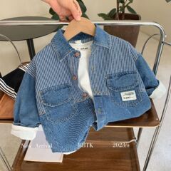 Children's Spring and Autumn Boys' Denim Jacket 2024 New Model for Middle and Small Children Baby Stylish Outfit for Outdoor Wear Korean Version Shirt Trendy