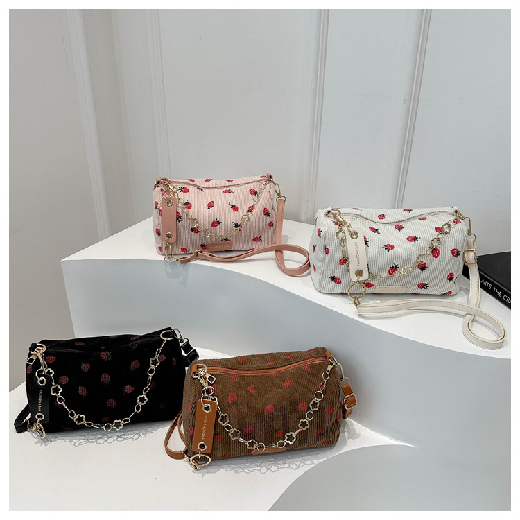 112g Weight Polyester Lining Material Zipper Closure Type Single Shoulder Strap Strap Type Pillow Shape Bag Bags Type Casual, Shopping Occasion Special Material Strawberry Pattern All Seasons Season Women's Gender Basic, Classic Style Style Cylindrical Shape Medium Size Women's Medium Special Strawberry Basic Classic Style Cylindrical Zipper Pillow Shape Bag 22
